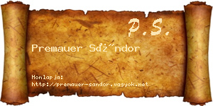 Premauer Sándor névjegykártya